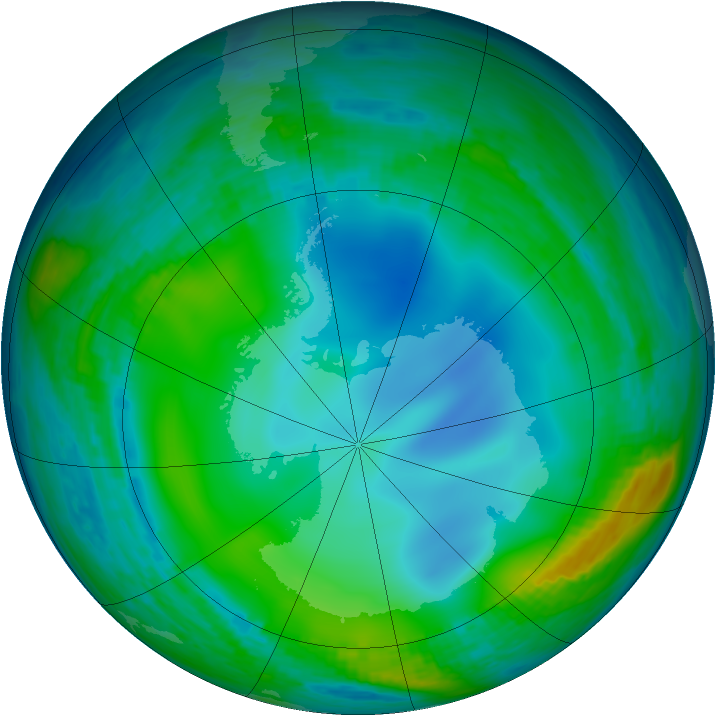 Antarctic ozone map for 13 June 1990